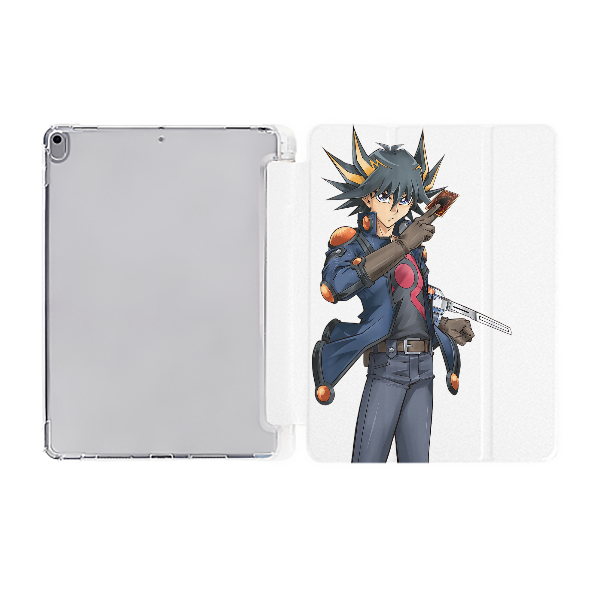 （画像用） 遊☆戯☆王 Yu-Gi-Oh! IPad ケース ペン収納付き 三つ折りスタンド PUレザー×シリコン 対応機種9.5/10.5/10.9インチ